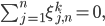 \sum_{j=1}^n \xi_{j,n}^k = 0,